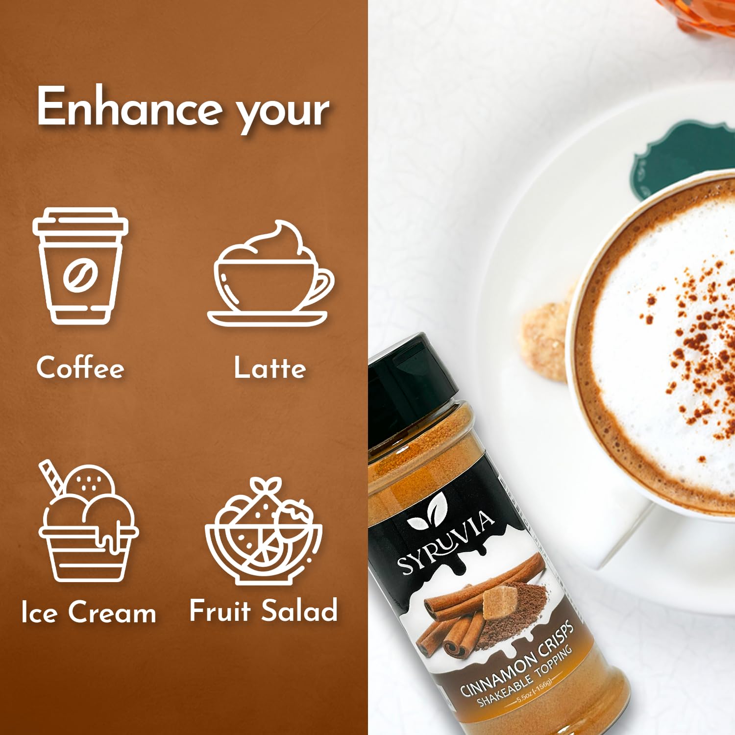 Amazon.com: Syruvia Cinnamon Crisp Shakable Coffee Topping - 5.5